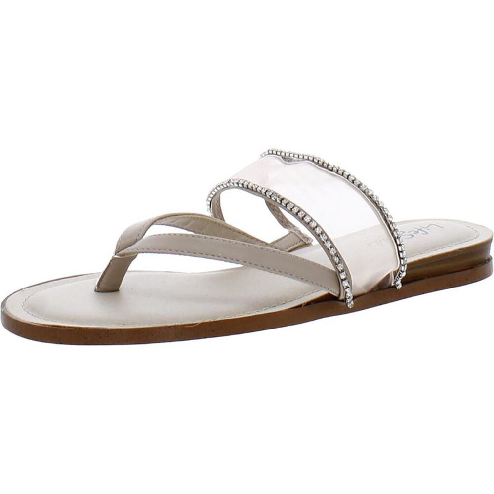 LifeStride Womens Beige Dressy Lifestyle Slip On Thong Sandals NWOB